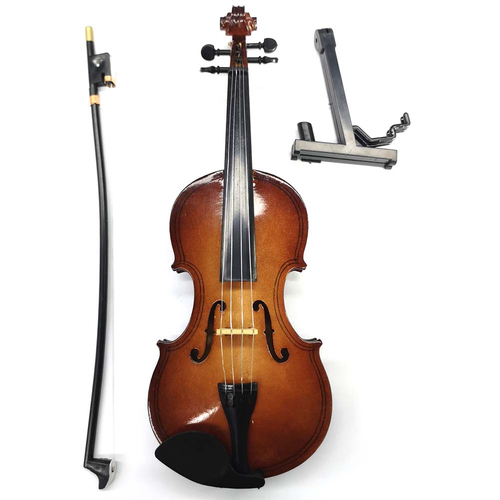 ALANO Miniature Violin Mini Musical Instrument Wooden Violin Model with bow & stand (20cm)