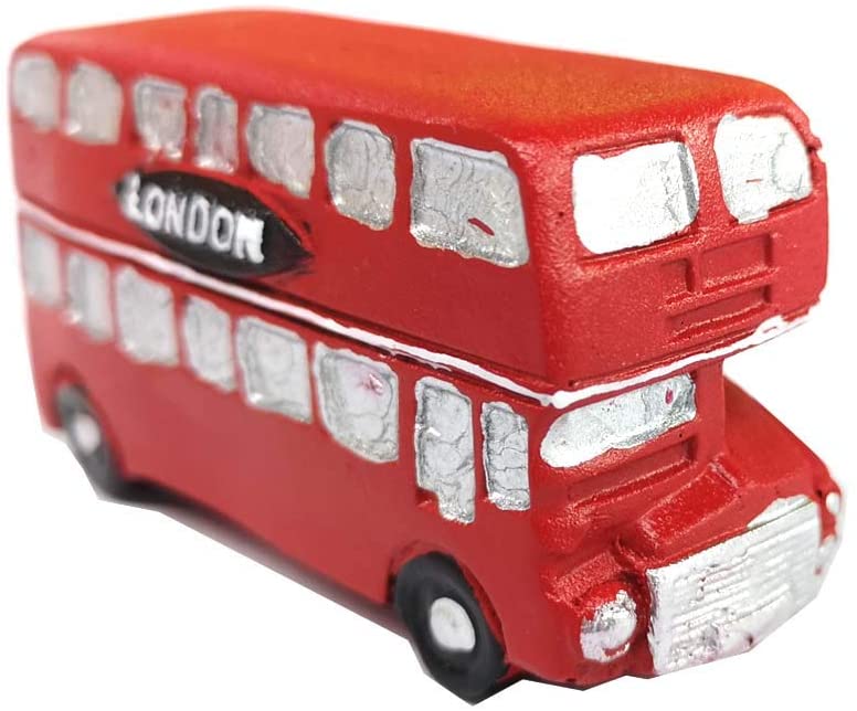 Vintage London Red Double Decker Bus Model Handmade Retro 3D Resin Bus Car Miniature Figurines Gifts Children Toys Handmade Craft Tourist Travel City Souvenir