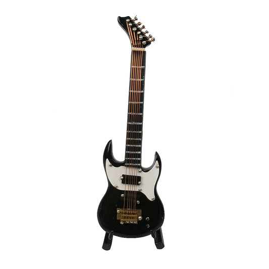 ALANO black Mini Guitar Model with Stand Mini Musical Instrument Decor Model (GE12B-12)