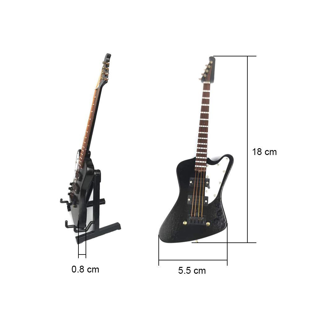 ALANO black Mini Electric Bass Guitar Model Mini Musical Ornament Home Decoration Gift (E8-18)