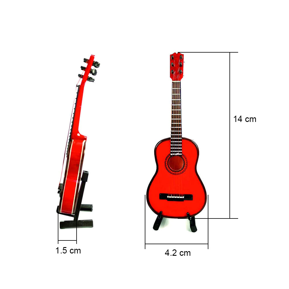 ALANO red Miniature Guitar model, Mini Musical Instrument ornament Home Decoration Gifts (G-R-14)