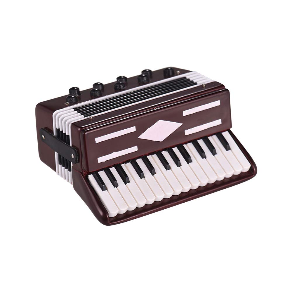 Alano Mini Accordion Ornament Mini Accordion Model Musical Instrument Ornaments Musical Decoration Gift (A-Red-7)