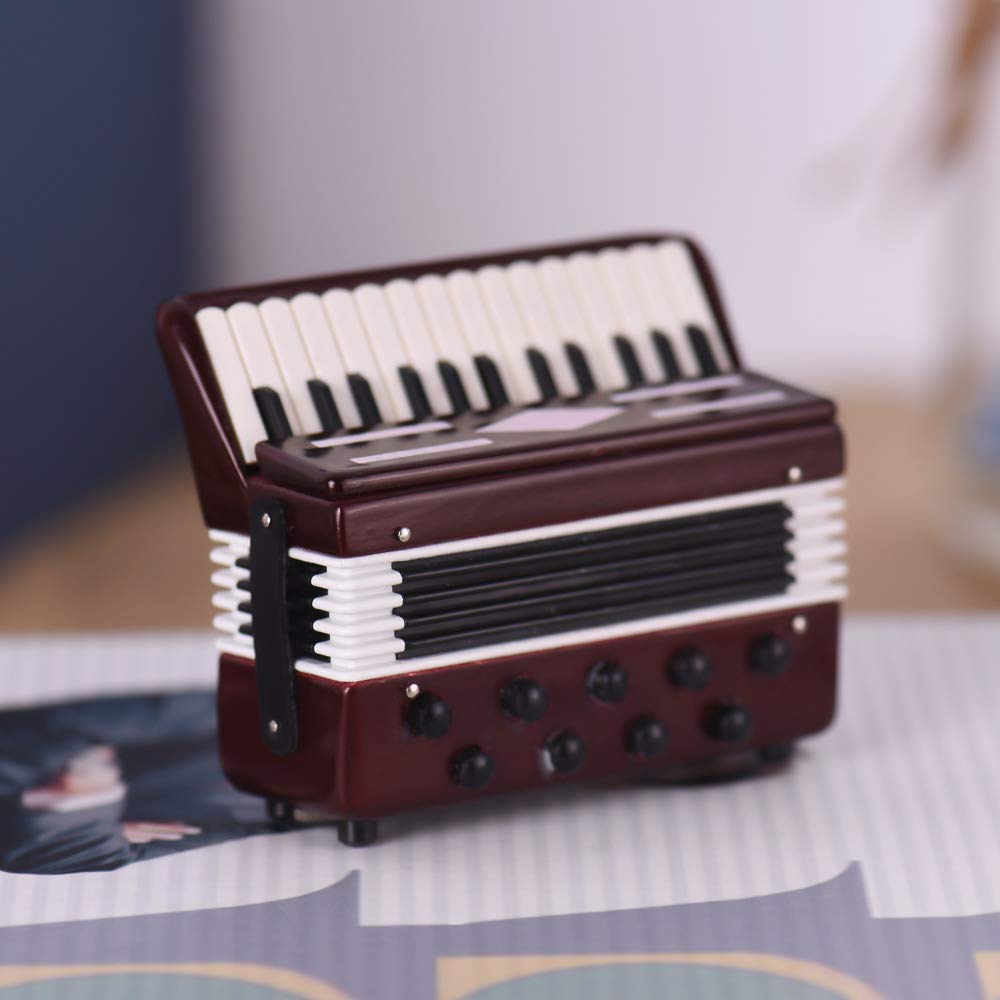 Alano Mini Accordion Ornament Mini Accordion Model Musical Instrument Ornaments Musical Decoration Gift (A-Red-7)