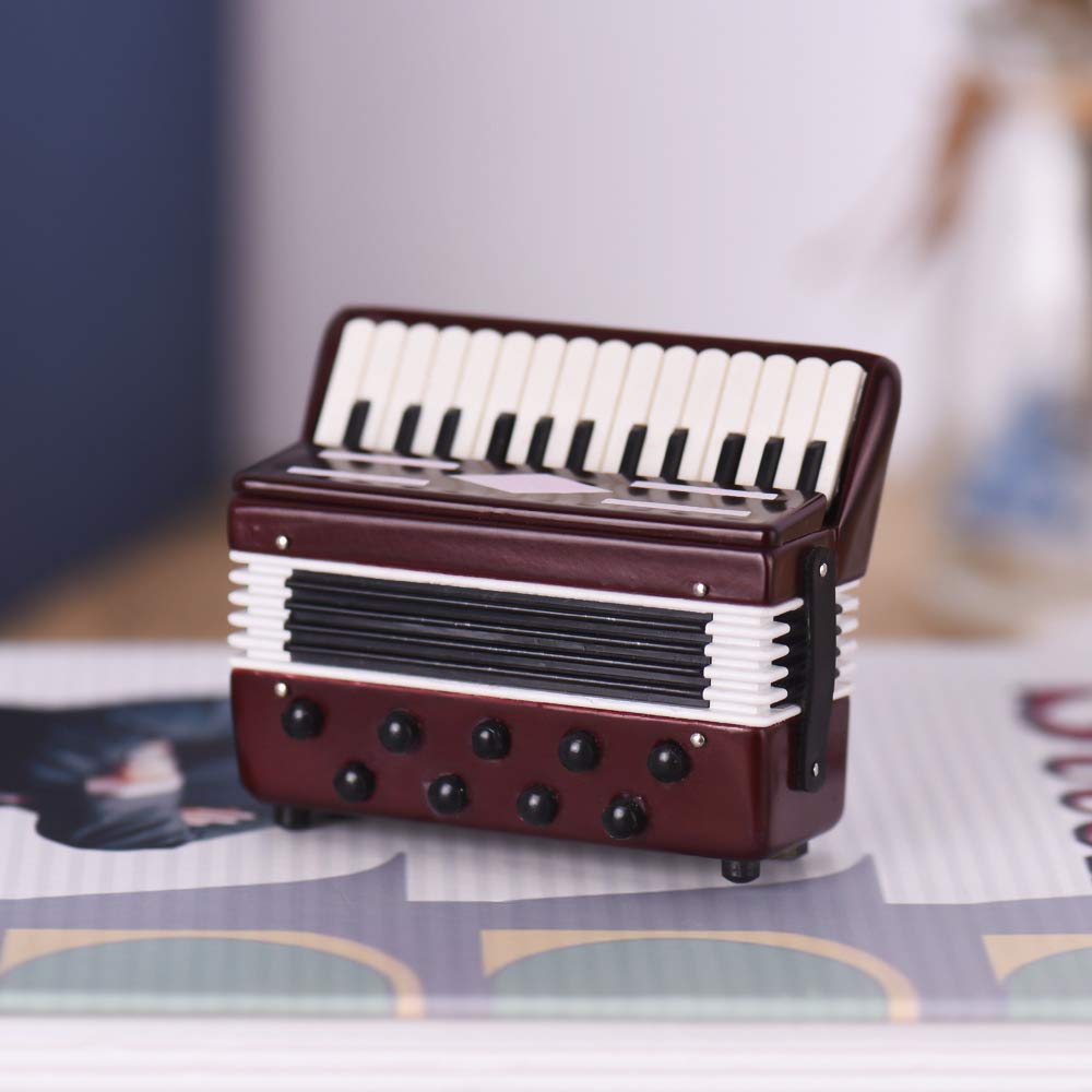 ALANO red mini accordion model with gift box Mini Musical Ornament Decor Model (KR-7 L)