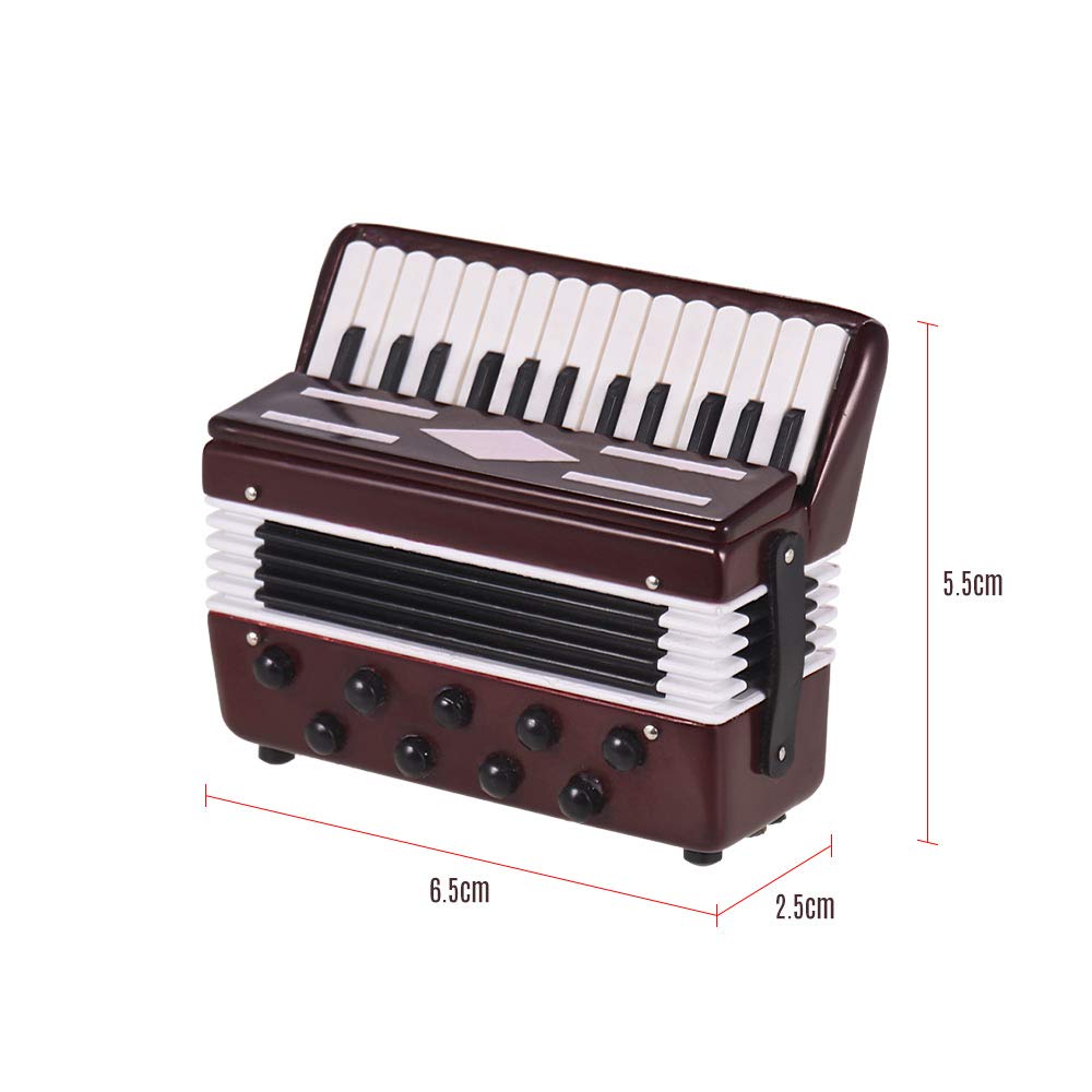 Alano Mini Accordion Ornament Mini Accordion Model Musical Instrument Ornaments Musical Decoration Gift (A-Red-7)