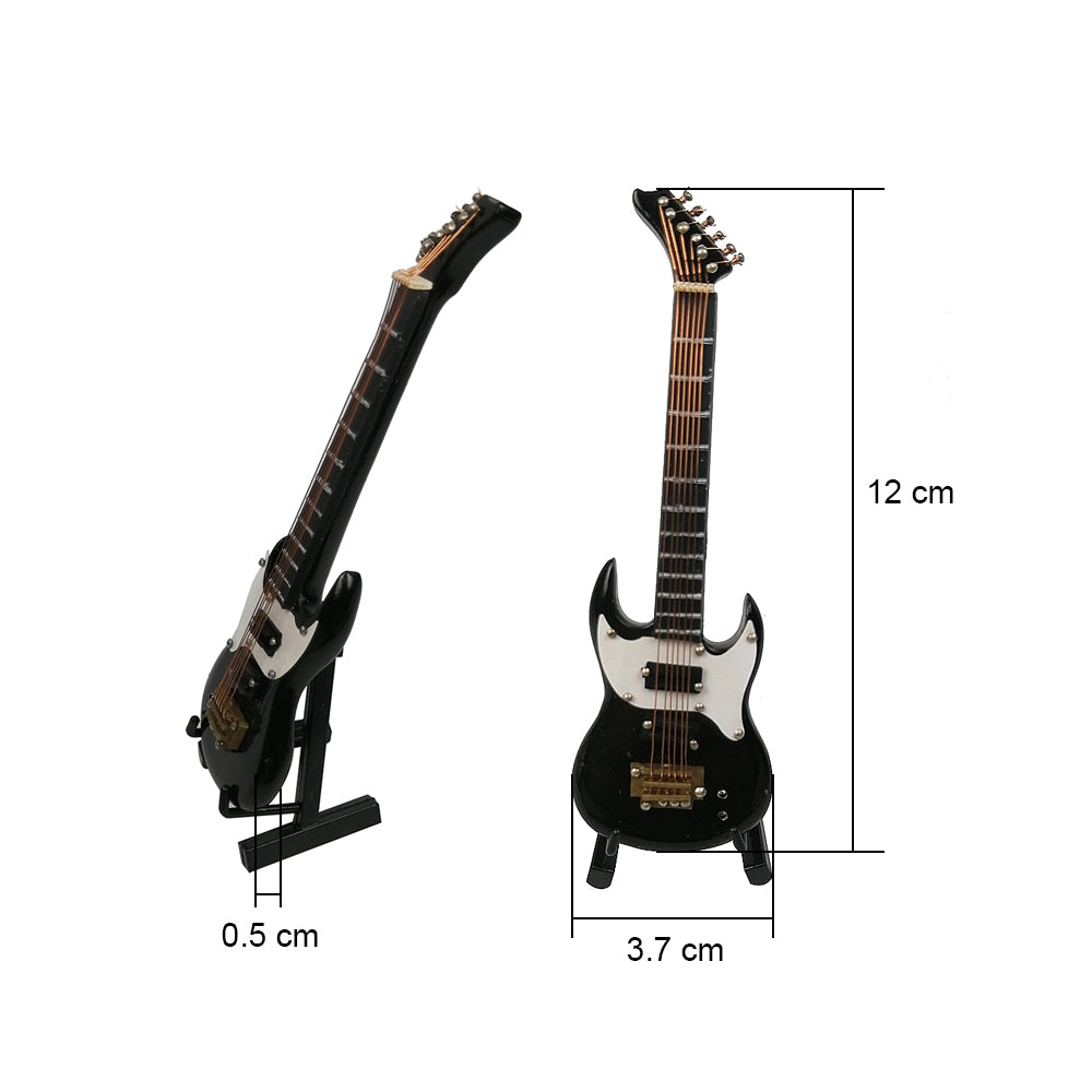 ALANO black Mini Guitar Model with Stand Mini Musical Instrument Decor Model (GE12B-12)