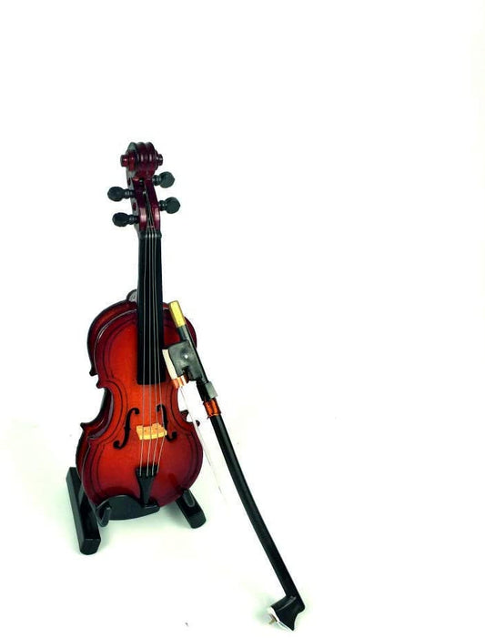 ALANO Mini Violin Model Decorative Ornament Mini Musical Instrument with bow & stand (10cm)