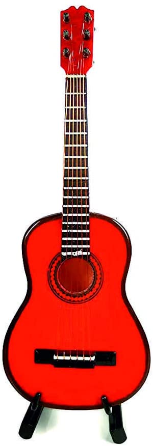 ALANO red Miniature Guitar model, Mini Musical Instrument ornament Home Decoration Gifts (G-R-14)