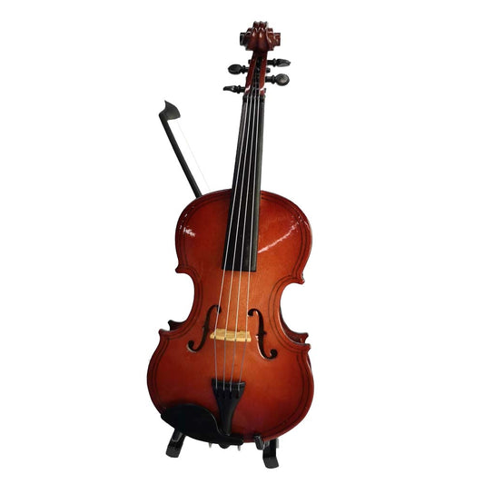 ALANO Miniature Violin Mini Musical Instrument Wooden Model Replica with Stand (17cm)