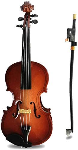 ALANO Miniature Violin Model Decorative Ornament Mini Musical Instrument with leather box & bow & stand (V-14-S)
