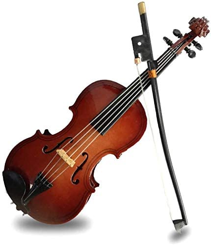 ALANO Miniature Violin Model Decorative Ornament Mini Musical Instrument with leather box & bow & stand (V-14-S)