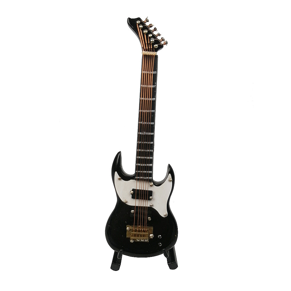 ALANO black Mini Guitar Model with Stand Mini Musical Instrument Decor Model (GE12B-12)