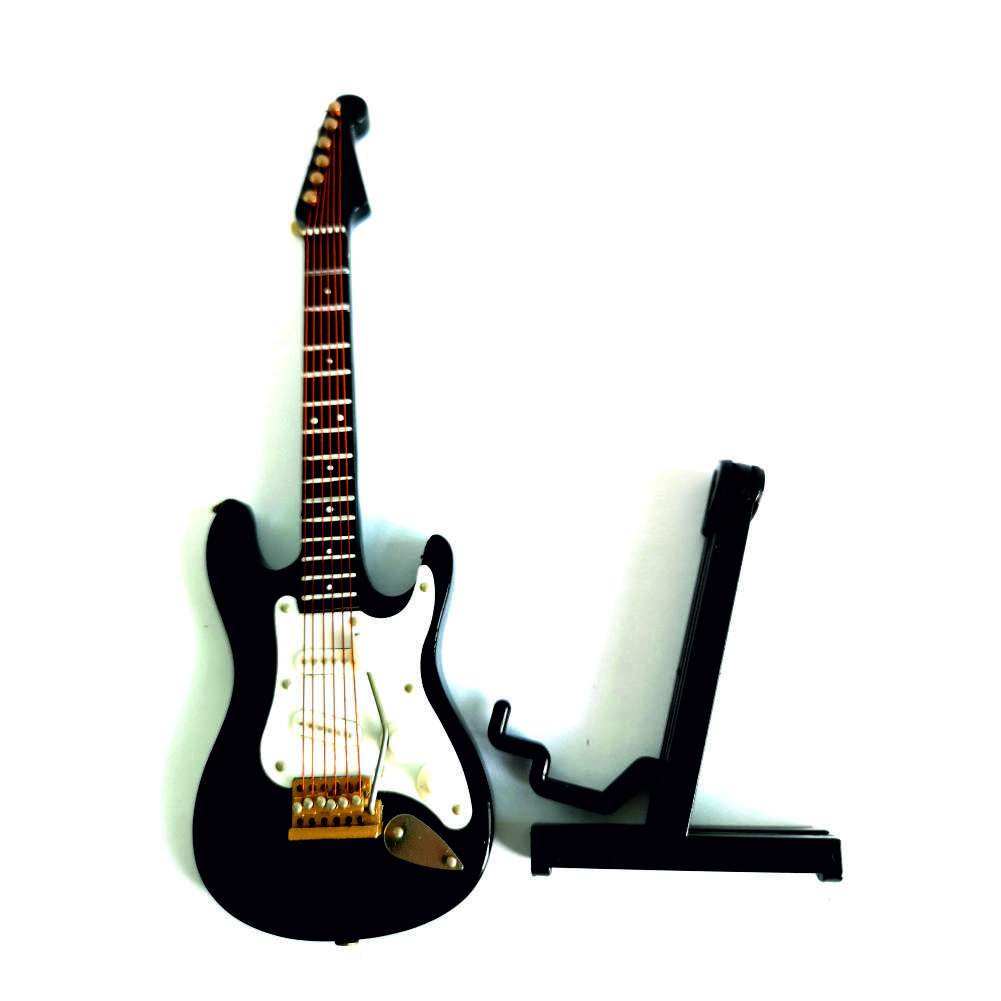 ALANO MINI GUITAR ORNAMENTS MINIATURE MUSICAL INSTRUMENT GUITAR MODEL ANNIVERSARY GIFT HOME DECORATION (BLACK-14CM)
