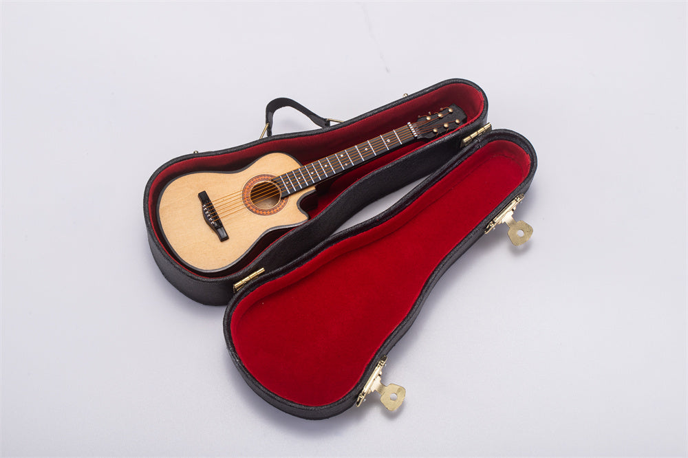 ALANO Mini Musical Ornament Wooden Guitar Model with Gift Box Decoration Gift (GR-16-S)