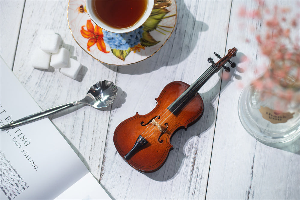 ALANO Miniature Violin Model Mini Musical Ornament Decorative Ornament (V-12-S)