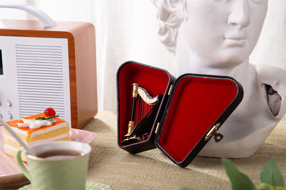ALANO mini harp model with gift box Mini Musical Ornament Decoration Gift (H-9)
