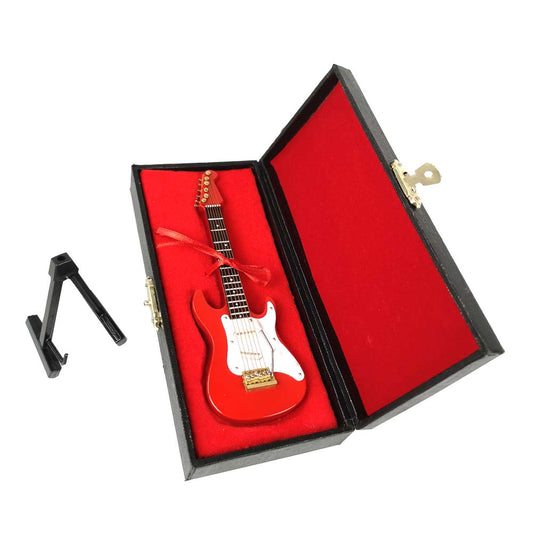 ALANO Mini Electric Guitar Ornament,Mini Guitar Replica,Musical Instrument,Festival Decoration (Red 14cm)