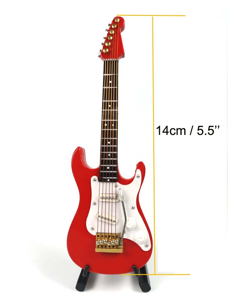 ALANO Mini Electric Guitar Ornament,Mini Guitar Replica,Musical Instrument,Festival Decoration (Red 14cm)