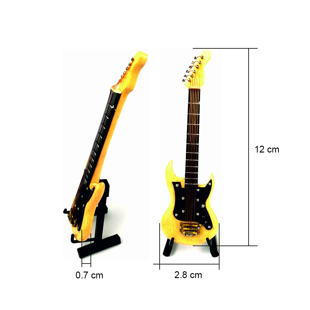 ALANO yellow Miniature Electric Guitar Musical Instrument Ornaments Home Decoration (GE21/23A-12)